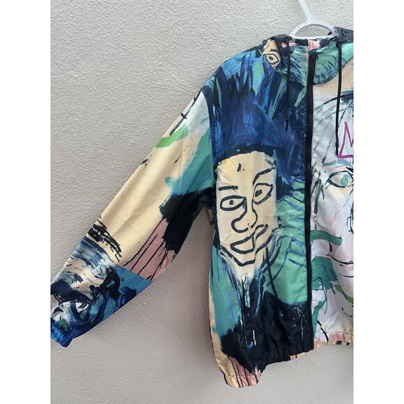 Members Only X Jean-Michel Basquiat Windbreaker Jacket Size Large Zip Up NWTs - Picture 2 of 15